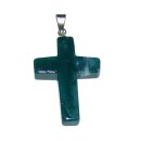 Moosachat Kreuz Anhänger mit silberfarbener Metallöse ca. 25 mm