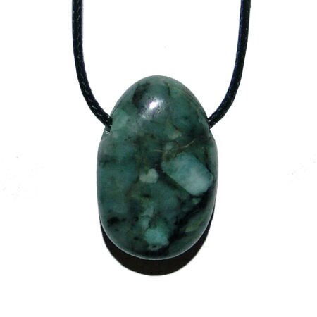 Smaragd Trommelstein Tropfen gebohrt (2,5 mm) ca. 30 x 20 mm Anhänger Edelstein