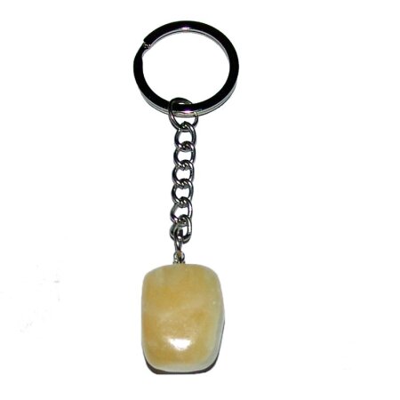 Orangencalcit Trommelstein Schlüsselanhänger ca. 20 - 25 mm mit Kette und Schlüsselring