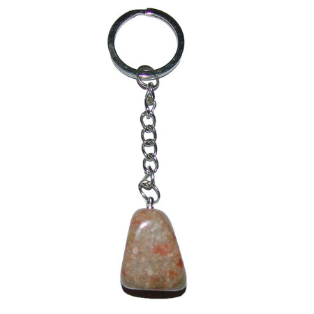 Unakit / Epidot Trommelstein Schlüsselanhänger ca. 20 - 25 mm mit Kette und Schlüsselring