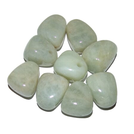 Aquamarin Anhänger Trommelstein ca. 20 x 15 mm mit Bohrung ca. 2,5 mm