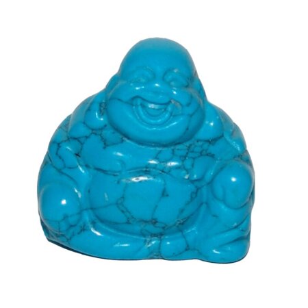 Türkinit gefärbter Magnesit Happy Buddha sitzend ca. 25 x 30 mm