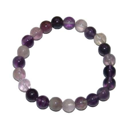 Fluorit lila  Kugel Armband 8 mm auf stabilem Stretchband aufgezogen