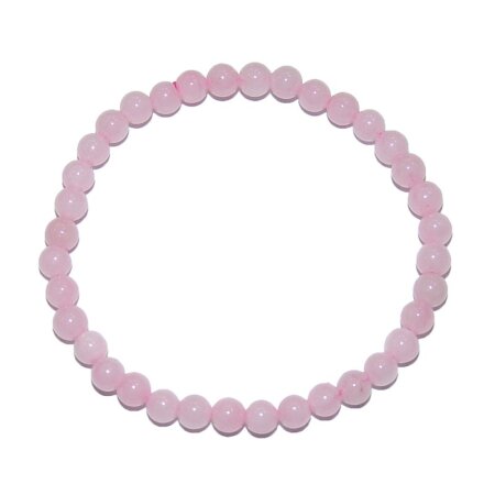 Rosenquarz Kinder Mädchen Armband ca. 4 mm Kugel, auf Strechband ca. 16 - 17 cm