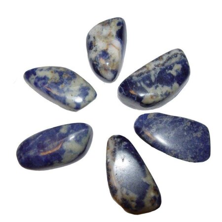 Sodalith 100 g Trommelsteine, ca. 5 - 7 Steine, Handschmeichler ca. 20 - 30 mm
