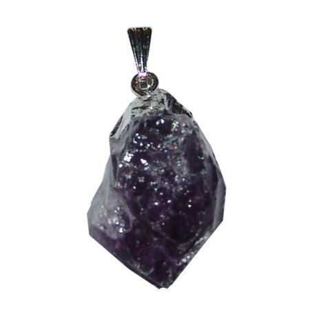 Amethyst Anhänger Rohstück mit silberfarbener Metallkappe und Öse ca. 20 - 30 mm