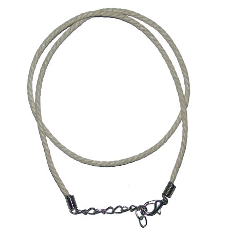 Baumwoll Band Kordel weiß als Kette mit silberfarbenem Karabinerverschluss Größen verstellbar von 42 - 50 cm