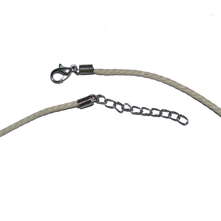 Baumwoll Band Kordel weiß als Kette mit silberfarbenem Karabinerverschluss Größen verstellbar von 42 - 50 cm