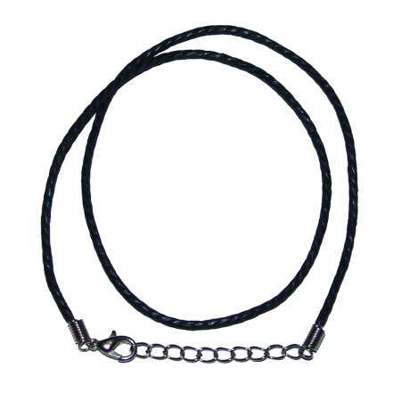Baumwoll Band Kordel schwarz als Kette mit silberfarbenem Karabinerverschluss Größen verstellbar von 42 - 50 cm