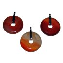 Achat carneolfarben Donut Anhänger rund ca. 45 mm mit silberfarbigem Clip