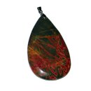 Achat Anhänger grün-braun mit silberfarbenem...