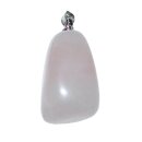 Rosenquarz Anhänger Trommelstein ca. 20 mm mit silberfarbener Metallöse