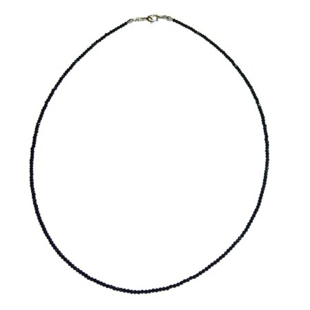 Turmalin schwarz / Schörl  2 mm facettierte Kugel Kette ca. 45 cm mit versilbertem Karabinerverschluss
