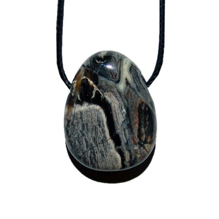 Silberblatt Jaspis Trommelstein Tropfen gebohrt (2,5 mm) ca. 30 x 20 mm Anhänger Edelstein