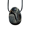 Silberblatt Jaspis Trommelstein Tropfen gebohrt (2,5 mm) ca. 30 x 20 mm Anhänger Edelstein