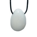 Jade weiß Anhänger Trommelstein ca. 30 x 20 mm mit Bohrung ca. 2,5 mm