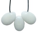 Jade weiß Trommelstein Tropfen gebohrt (2,5 mm) ca. 30 x 20 mm Anhänger Edelstein