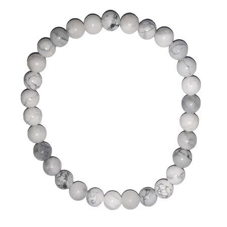 Magnesit 6 mm Kugel Armband ca. 19 - 20 cm, auf Stretchband