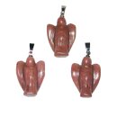 Rhodonit Engel Anhänger mit silberfarbener...