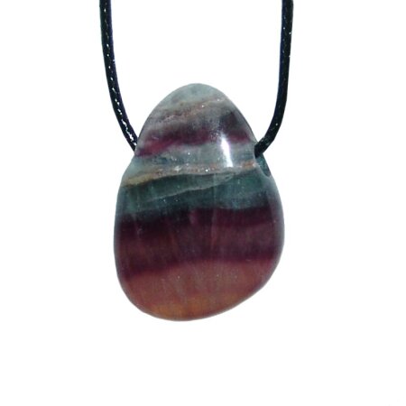 Regenbogen Fluorit Trommelstein Tropfen gebohrt (2,5 mm) ca. 30 x 20 mm Anhänger Edelstein