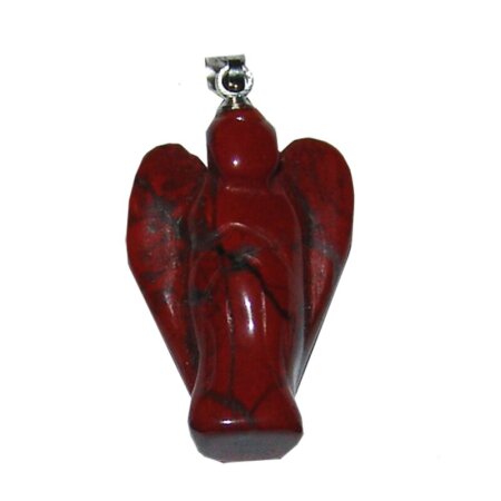 Jaspis rot Engel Anhänger mit silberfarbener Metallöse ca. 20 mm, Öse ca. 7 mm
