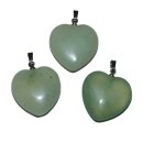 Jade Herz Anhänger mit silberfarbener Metallöse ca. 20 mm