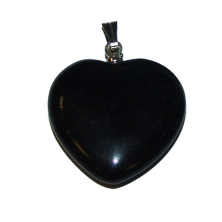 Onyx Herz Anhänger mit silberfarbener Metallöse ca. 20 mm