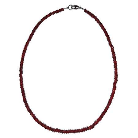 Granat 4 - 5 mm facettierte Kugel Kette ca. 45 cm mit silberfarbenen Karabiner Verschluss