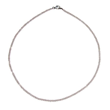 Morganit 2 mm facettierte Kugel Kette ca. 45 cm mit 925er Silber Karabiner Verschluss