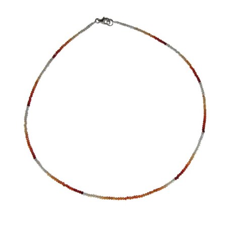 Feueropal 2 mm facettierte Kugel Kette ca. 45 cm mit 925er Silber Karabiner Verschluss