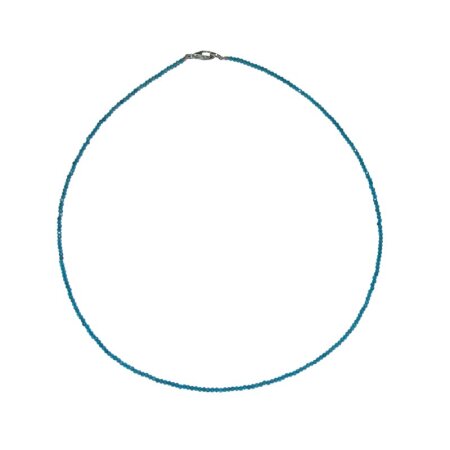 Apatit dunkelblau 2 mm facettierte Kugel Kette mit 925er Silber Karabiner Verschluss ca. 45 cm