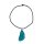 Achatscheibe blau gefärbt mit Clip ca. 60 - 90 mm an Baumwoll Kette ca. 45 cm