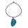 Achatscheibe blau gefärbt mit Clip ca. 60 - 90 mm an Baumwoll Kette ca. 45 cm