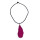 Achatscheibe pink gefärbt mit Clip ca. 60 - 90 mm an Baumwoll Kette ca. 45 cm