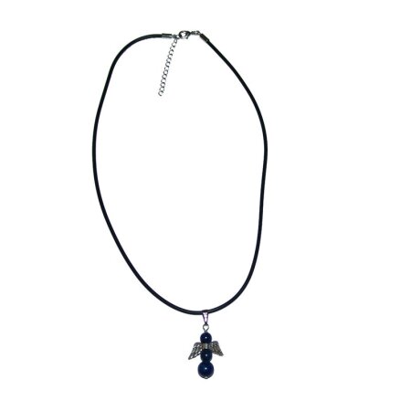 Lapis Lazuli Engel Kugel Anhänger ca. 20 mm an Kautschukband ca. 42 - 46 cm Größen verstellbar