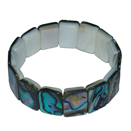 Paua Shell Muschel Armband Rechteck doppelt aufgezogen ca. 19 - 20 cm auf Stretchband