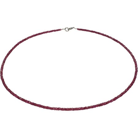 Edelsteinkette, facettierter Rubin, ca. 45.5 cm, 925oo Silber Schloß, Damen