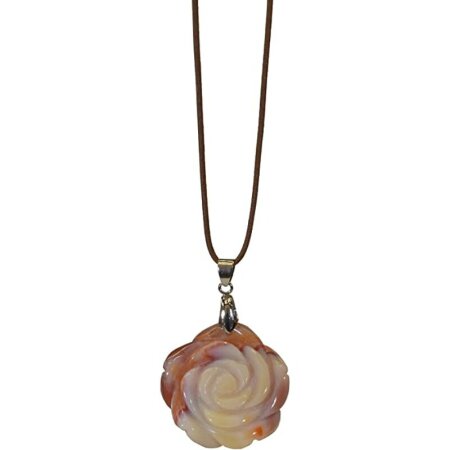 Edelstein Anhänger Karneol Blüte, Textilband, ca. 1 m, Damen