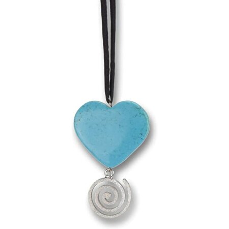Howlith-Türkis Herz mit 925oo Silber Energie-Spirale, Anhänger Edelstein, Damen