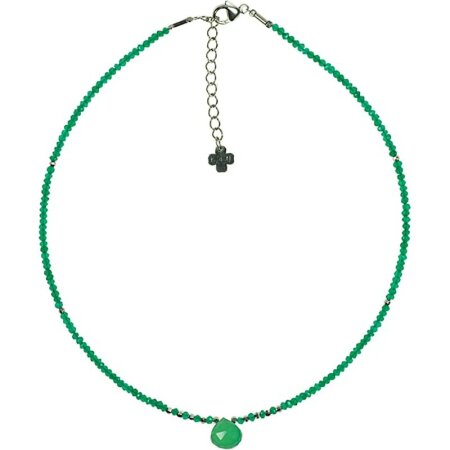 Edelstein Kette - Onyx grün facettiert, 925oo Silber...