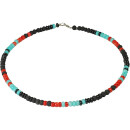 Funk-Collier Edelstein Kette Lava-Stein, Onyx,...