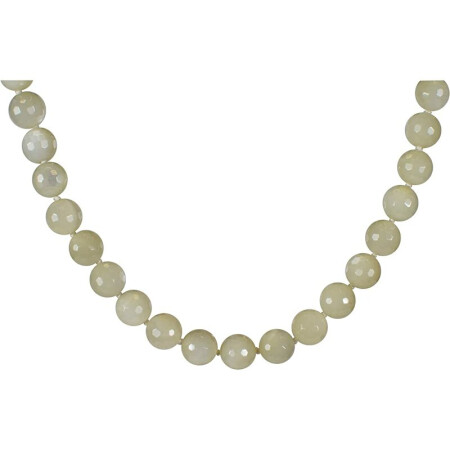 Funk-Collier Edelsteinkette Mondstein facettiert, Ø ca. 10,5 mm, ca. 45 cm, handgeknotet