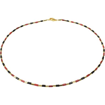 Funk-Collier Edelstein Kette, Koralle, Onyx und...