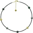 Funk-Collier Edelstein Kette schwarzer Spinell facettiert...