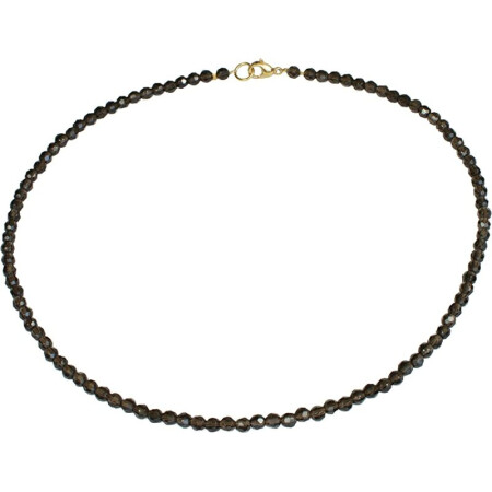 Funk-Collier Rauchquarz facettierte Kugel Kette in Dunkelbraun, ca. Ø 4.5 mm, ca. 45 cm