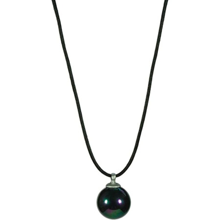 Funk-Collier Muschelkernperlen-Anhänger Tamourée, Silber-Öse, Peacock, ca. 80 cm, Damen