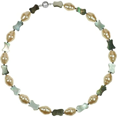 Funk-Collier Perlenkette Tamourée Muschelkernperle rosé...