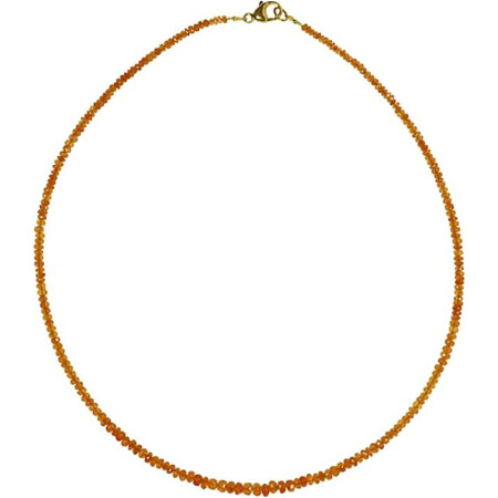Funk-Collier Mandarinengranat facettiert, ca. 46 cm, ca 50 Karat, 925oo SI verg. Schloß