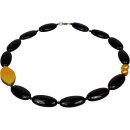 Funk-Collier Schwarzer Achat, gelber Naturachat,...