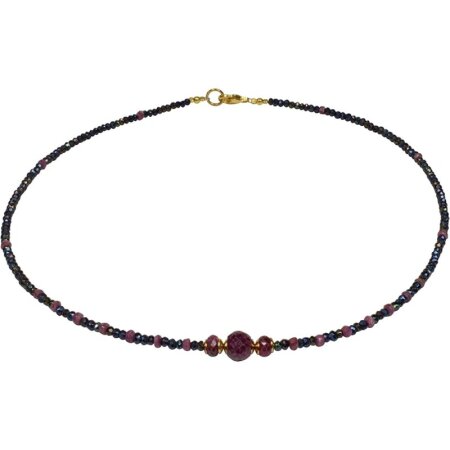 Edelsteinschmuck Spinell facettiert, Rubin facettiert, 925oo Silber vergoldet, ca. 46 cm
